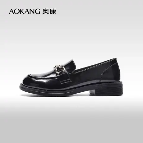 【门店发货】奥康女鞋 2024春季新款复古百搭一脚蹬乐福鞋豆豆鞋图片