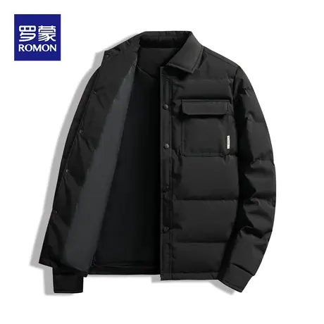 罗蒙羽绒服灰鸭绒男装轻薄款外套2023年冬装新款翻领工装休闲保暖图片