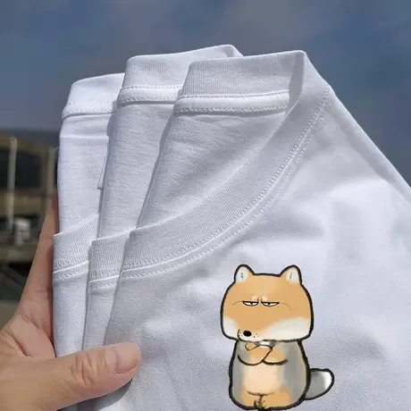 秀洛小动物生气系列小狐狸搞笑卡通半袖衣服打底衫纯棉短袖T恤男商品大图