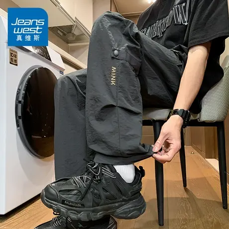 KZ真维斯夏季薄款工装直筒休闲裤男士2025年新款伞兵冲锋男裤子潮商品大图