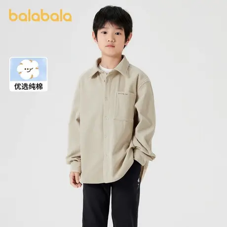 巴拉巴拉儿童衬衫男童衬衣长袖翻领2024新款春秋装灯芯绒亲子装潮商品大图