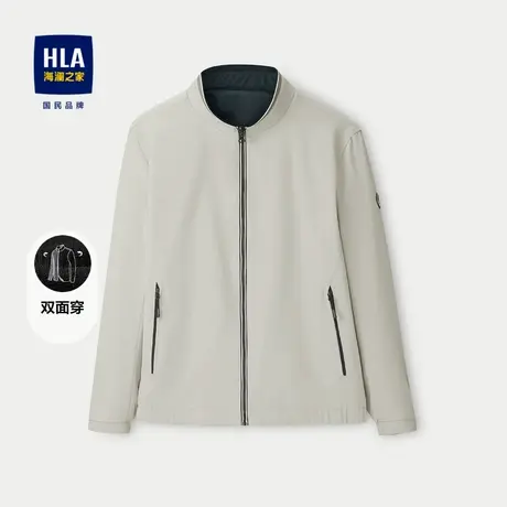 HLA/海澜之家双面穿夹克24秋季新字印花经典立领硅胶小标外套男图片