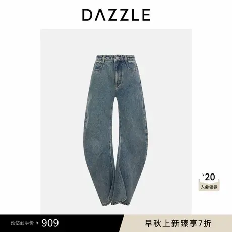 DAZZLE 地素牛仔冬季蓝色纯棉全棉牛仔喇叭裤图片