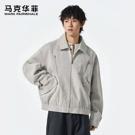 马克华菲美式休闲夹克男士2025新款春秋潮牌高街复古工装翻领外套图片