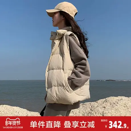 yoe2026秋冬季马甲羽绒服女简约经典净色白色加厚保暖外穿翻领图片