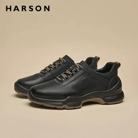哈森宽脚男鞋新款商务休闲皮鞋男增高软底公务真皮运动鞋专柜同款商品大图