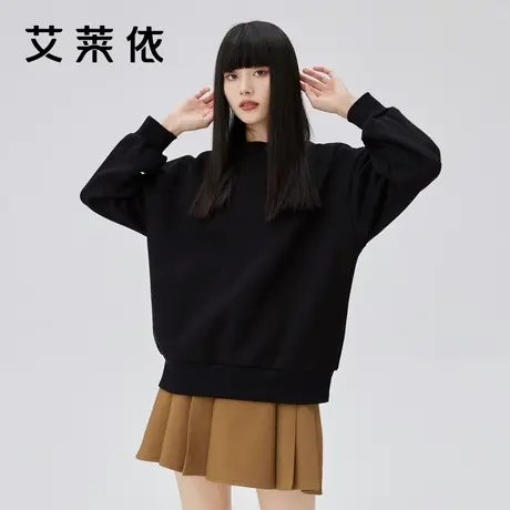 艾莱依国风卫衣2022新款女早秋chic上衣落肩慵懒风时尚宽松上衣潮图片