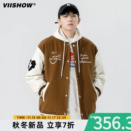VIISHOW棒球服羽绒服男士冬季新款潮流牌时尚加厚保暖白鸭绒外套图片