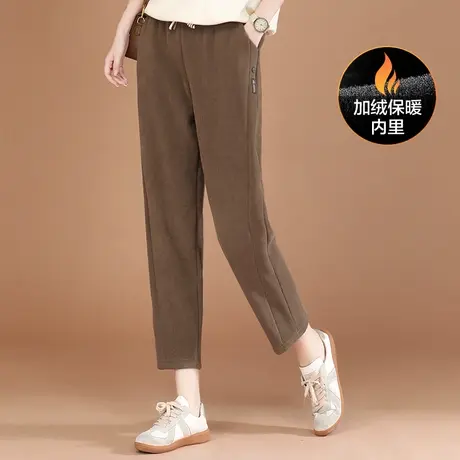 【11月16日8折上新】时尚松紧腰纯色休闲裤宽松休闲加绒保暖裤女商品大图