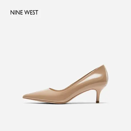Nine West/玖熙小猫跟单鞋女秋季新款中跟浅口通勤职业高跟鞋气质商品大图