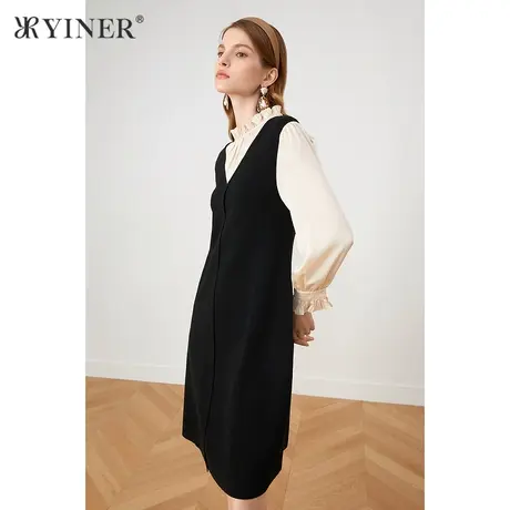 *YINER音儿奥莱女装秋季优雅休闲拼接连衣裙图片