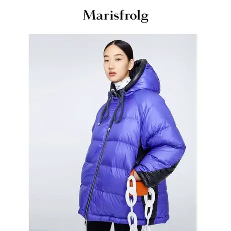 【大白鹅羽绒服】玛丝菲尔冬季新款白鹅绒紫色羽绒服面包服保暖商品大图