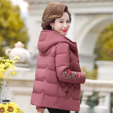 妈妈冬装羽绒棉服短款新款中年洋气棉袄中老年女棉衣冬季加厚外套商品大图