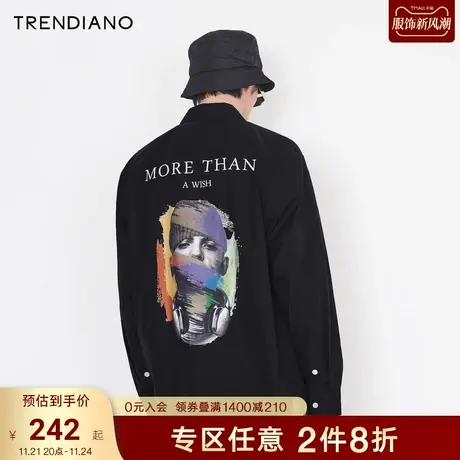 TRENDIANO潮牌官方男装衬衣潮流时尚涂鸦人物印花休闲棉衬衫男商品大图
