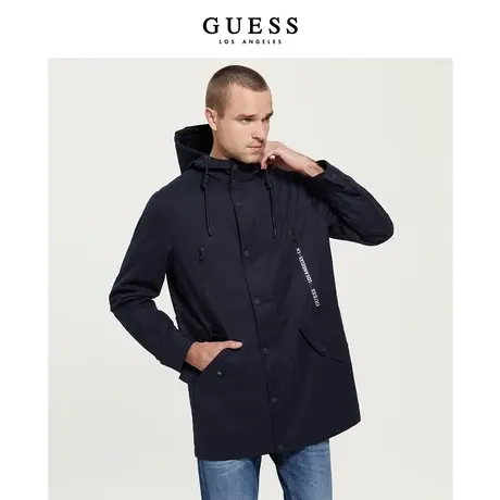 【38上新季】GUESS  男设计感拉链抽绳连帽两面穿夹克外套商品大图