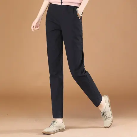 韩潮袭人松紧腰显瘦休闲裤女2024春季新款百搭高腰直筒小脚哈伦裤商品大图