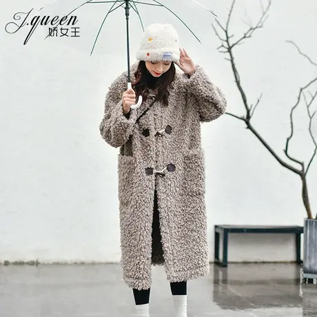 皮草大衣女秋冬新款高级感环保皮毛一体中长款连帽仿羊羔毛绒外套图片