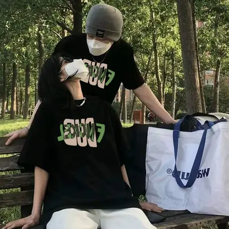 美式复古t恤女纯棉大码oversize小众情侣装短袖ins潮新款夏季上衣图片