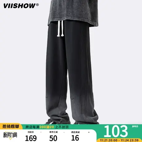 VIISHOW美式高街加厚运动裤子男秋冬款潮牌oversize渐变休闲卫裤商品大图