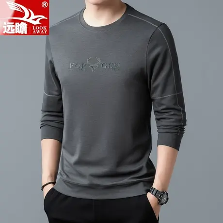 2022新款商务休闲男士卫衣时尚宽松长袖T恤舒适帅气百搭男装上衣商品大图