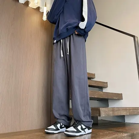 2023新款男士休闲裤春秋季宽松直筒美式潮牌垂感工装阔腿长裤子男商品大图