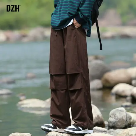 男士冲锋裤休闲长裤工装裤潮牌男咖色裤子设计感高级防水裤登山裤商品大图