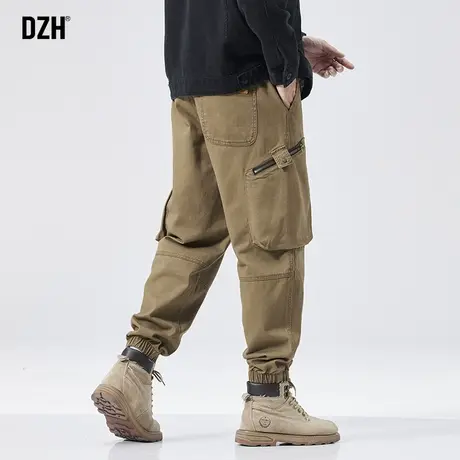 男士纯棉工装裤男束脚宽松休闲卡其色裤子2024新款长裤百搭哈伦裤商品大图