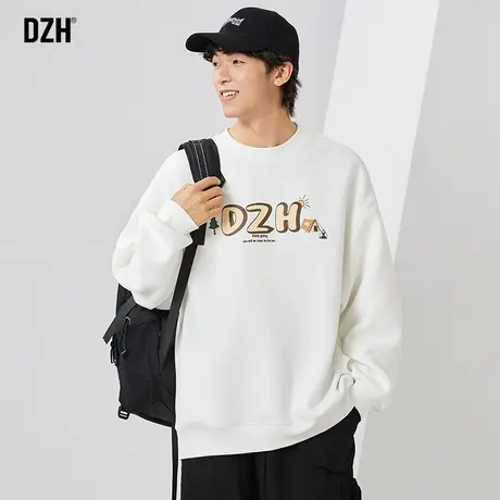 男士白色卫衣秋季男潮牌秋装2023新款休闲宽松上衣情侣装外套男款图片