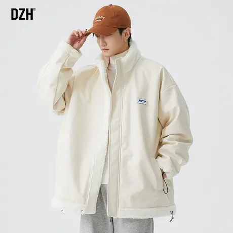 男士日系高级感棉衣外套男冬季加厚加绒羊羔绒PU皮棉服2023年新款商品大图