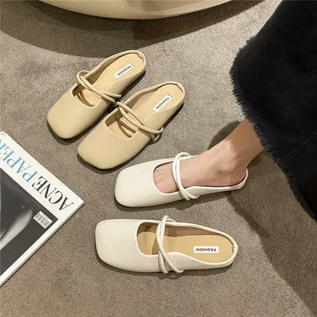 包头拖鞋女夏季外穿2024新款懒人穆勒鞋软底办公室拖鞋小众高级感商品大图