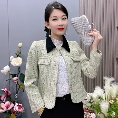 2023小香风短外套女时尚短款设计感外套女秋冬新款修身长袖上衣图片