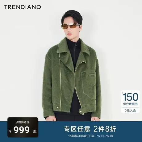 TRENDIANO官方男装冬季新款波浪纹毛呢外套男士商品大图