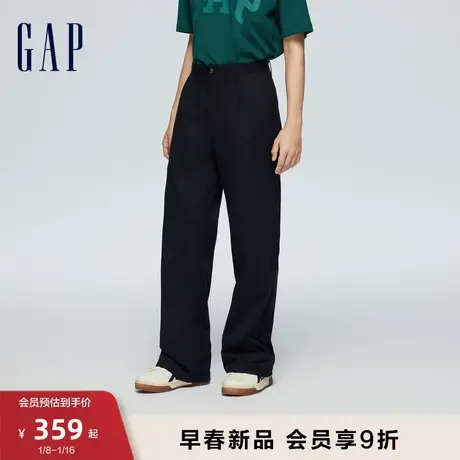 Gap男装春季2024新款潮流宽松休闲阔腿裤长裤时尚卡其裤889510图片
