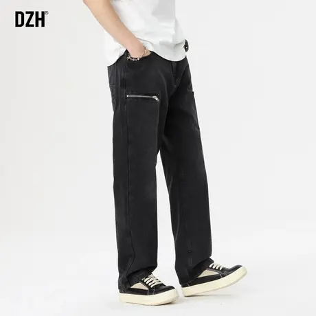 男士水洗牛仔裤男宽松直筒裤子男款2024年春季阔腿裤大码休闲长裤商品大图