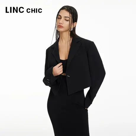 LINCCHIC金羽杰2024年春季新品截短宽肩造型西装外套女S241SU371Y图片