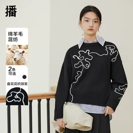 播圆领毛针织衫DDQ4SD5291图片