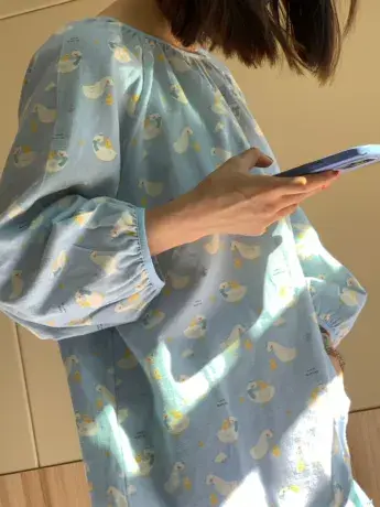 2023新款全棉磨毛宽松圆领套头睡衣宽松可爱舒适家居服商品大图