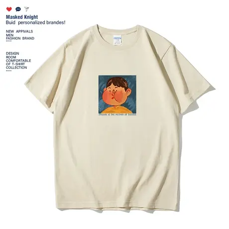 夏季新款港风潮牌趣味卡通印花短袖t恤男学生圆领宽松情侣装体恤图片