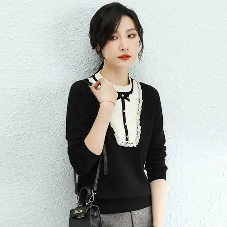 韩潮袭人2023秋装新款小香风针织上衣设计感打底针织衫女内搭毛衣商品大图