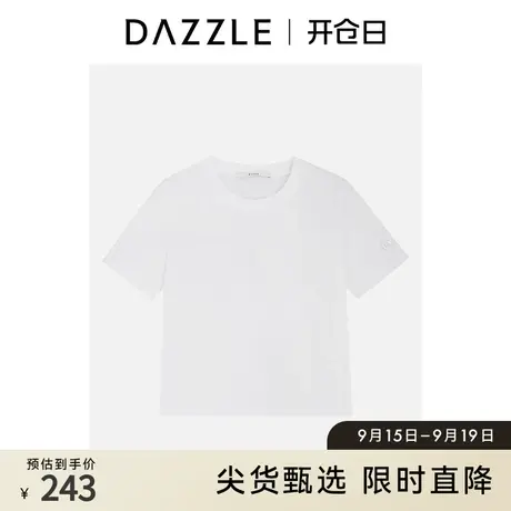 DAZZLE地素奥莱 春夏简约弹力修身短款黑色短袖T恤上衣女图片