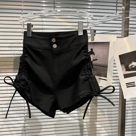 黑色短裤女西装弹力外穿紧身包臀网红夏季打底显瘦高腰辣妹热裤潮图片