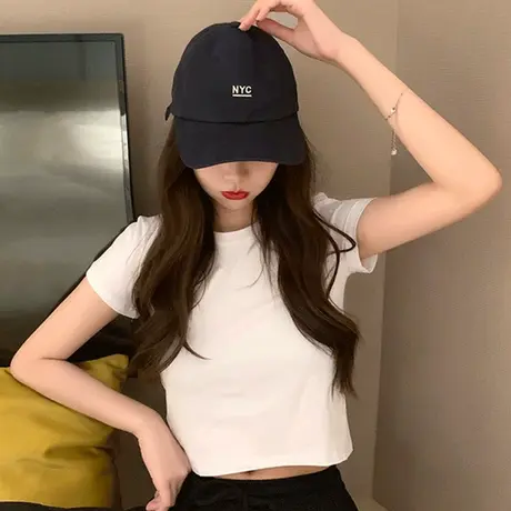 高腰短款T恤女短袖2023年新款夏季薄款露脐小众设计感上衣服ins潮商品大图