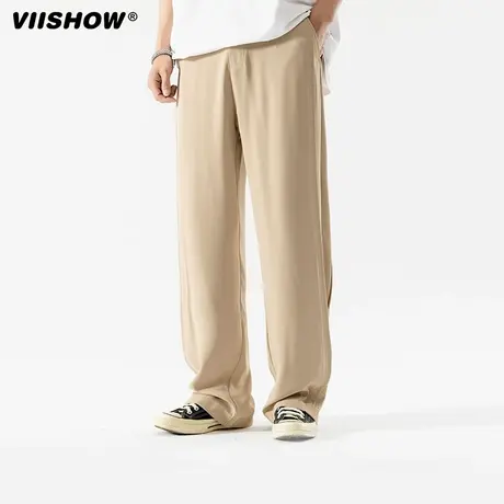 VIISHOW高级感纯色直筒垂感冰丝长裤男潮牌街头宽松百搭休闲西裤商品大图