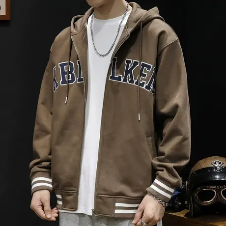开衫连帽卫衣男秋冬宽松潮ins潮牌上衣休闲运动外套男士2023新款图片