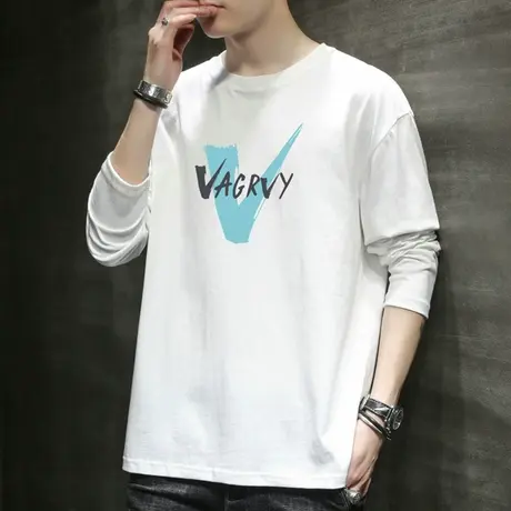 男士长袖T恤春秋季2023新款潮牌ins宽松棉感卫衣打底体恤男装上衣商品大图