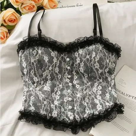 辣妹打底上衣美背纯欲蕾丝碎花小吊带背心女外穿潮流内搭紧身显瘦图片