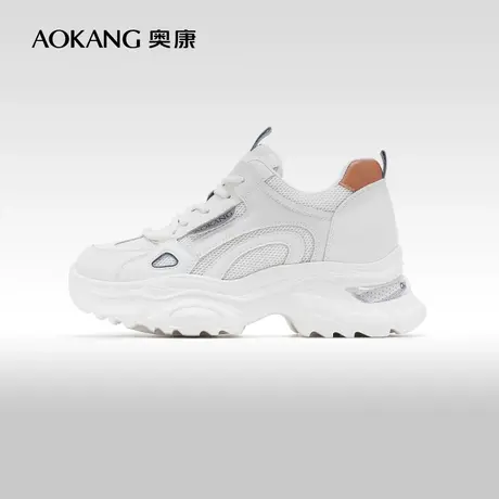 【门店发货】奥康女鞋 2024春季新款舒适透气老爹鞋厚底休闲鞋图片