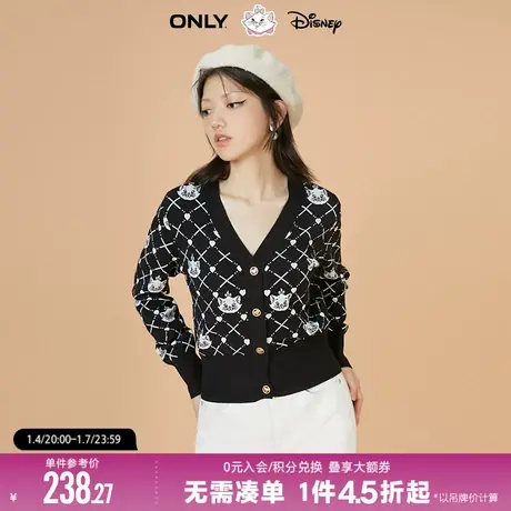 ONLY冬季迪士尼玛丽猫收腰短款纽扣针织衫女|12243B014商品大图