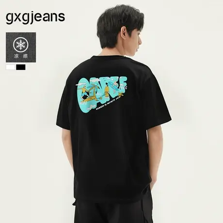 【凉感】gxg.jeans男装 后背趣味印花潮流时尚圆领短袖t恤 25夏图片