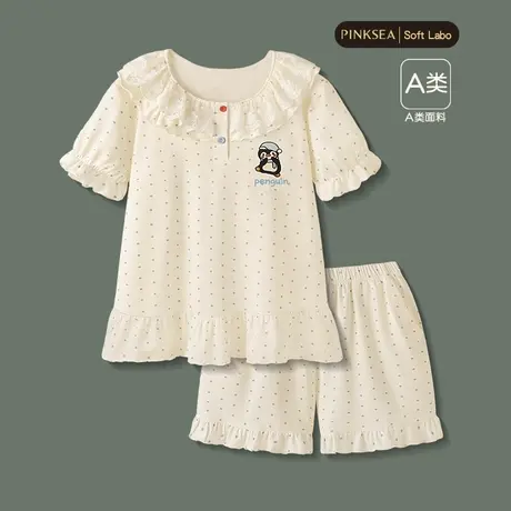 睡衣女款A类莫代尔棉短袖短裤套装夏季新款可爱企鹅少女士家居服商品大图
